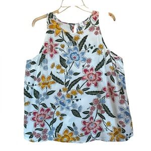 Old Navy Gap Women’s LARGE Luxe Floral Boho Tank Top Silky Soft Flowy Keyhole